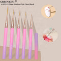 New 5pcs Set Gradient Pink Nail Liner Brush Nail Drawing Pen Professional Metal Handle 6/9/12/15/18mm Nail Liner Brush Set