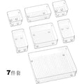 7-Piece Clear Trays Storage Drawer Organizers 4-Size Desk Makeup Drawer Organizer Box for Makeup Jewelries
