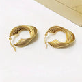 Luoyan Chic Tarnish Free Boutique Spiral Earrings 18k Real Gold Twisted Hoops Stainless Steel Jewelry for Women Girls Trendy