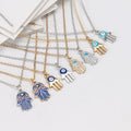 2025 Crystal Fashion Lucky Fatima Hand Necklace  European and American Simple Evil Eye Pendant Necklace