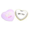 Good Quality Custom Made logo Design Heart Shaped Merry Christmas Gifts Tinplate Button Badge with Safety Pin Back