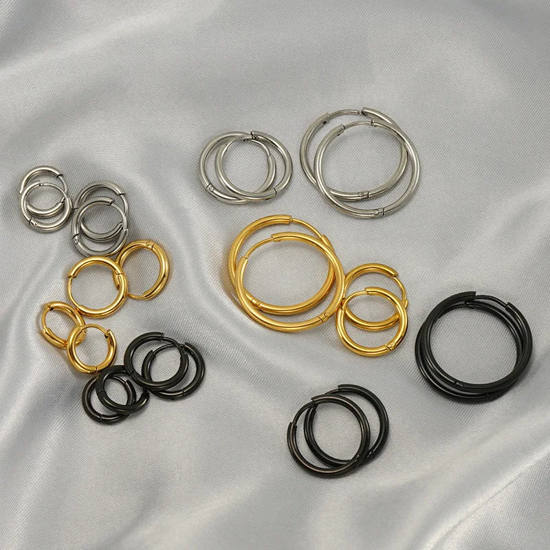 New Fashion 18K Gold Plated Stainless Steel Circle Cuff Earring Fashion Simple Cuff Earring Metal Waterproof Durable Vintage