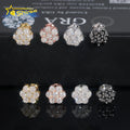 Hip Hop Popular Cluster Stud Earrings Moissanite GRA Certificated Screw Back Flower Earrings Women Silver 925 Earrings
