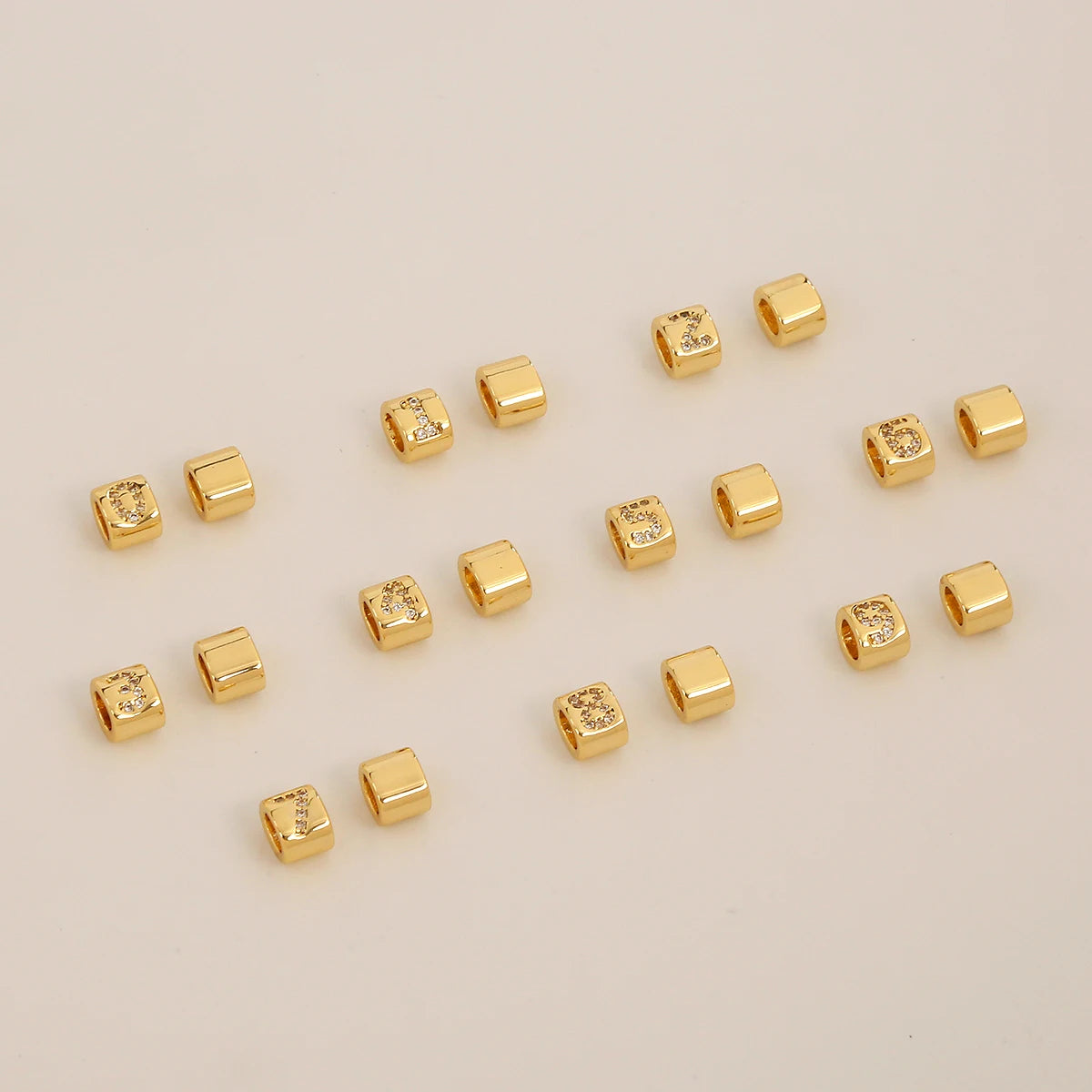 18K Gold Plated Brass Pendants Micro Inlaid Zircon Charms Arabic Numeral Pendant for Jewelry Making