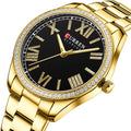 2025 for CURREN 9088 New Sport Fashion Women's Quartz Wristwatches Charming Rose Design Luminous Hands Stainless Steel 18mm Thin