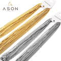 Ason Wholesale Gold Plated Jewelry Stainless Steel 45~60CM Length 3.5mm Link Chain Necklace Cuban Chain for Men Women