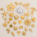 Vintage DIY Plated 18k Gold Stainless Steel Bow Starfish Heart Handmade Charms For Jewelry Making Necklace Pendant