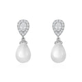 High Quality White Gold Plated 3A Cubic Zirconia CZ Crystal and Shell Pearl Drop Earrings for Bridal Wedding Fashion Accessory