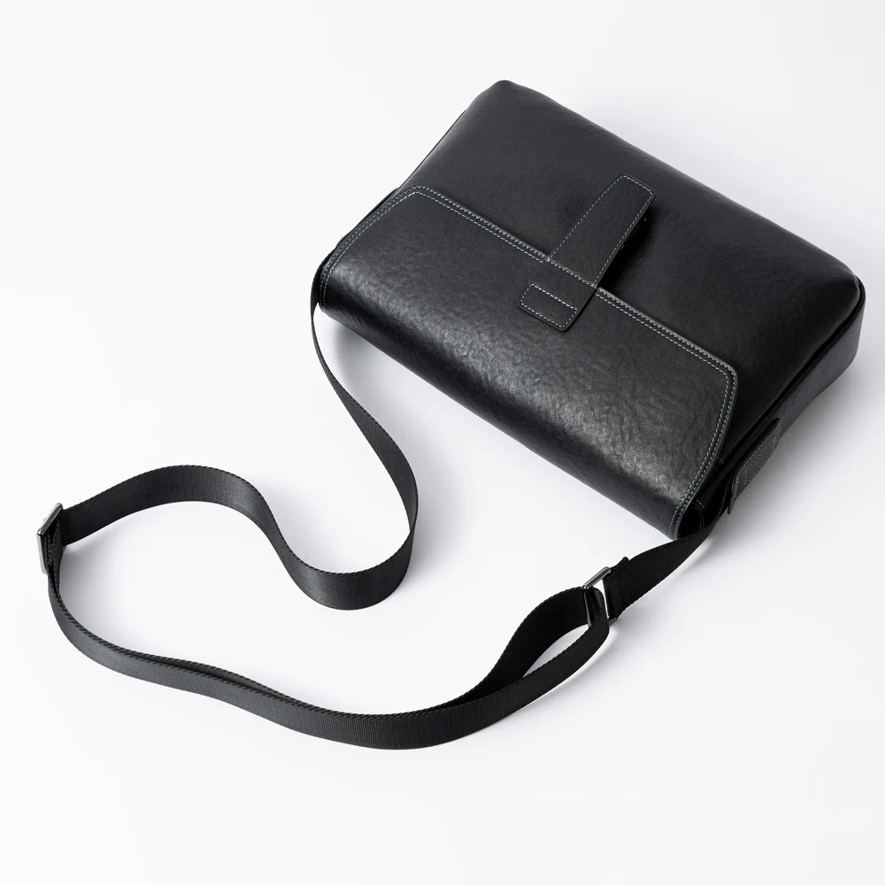 Mount Yanzhi Fashion Square Genuine Leather Luxury Flip Cover Crossbody Pack Casual Sling Shoulder Side Messenger Bag Men