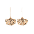 Vintage Jewelry Statement Leaf Shaped Dangle Earrings Women Gold Plated Ginkgo Biloba Leaf Pendant Earrings for Party