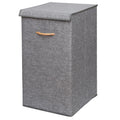 Set of 6 Home Polyester Linen Foldable Laundry Hamper Baskets with Wooden Handle Practical & Stylish Storage Solution