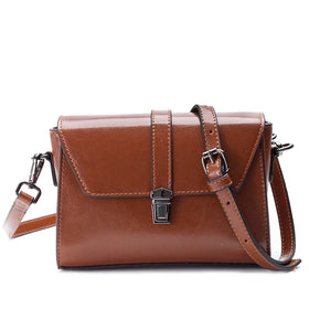 New Lightweight Portable Genuine Leather Women's Handbag with Zipper Closure Waterproof and Shoulder Strap