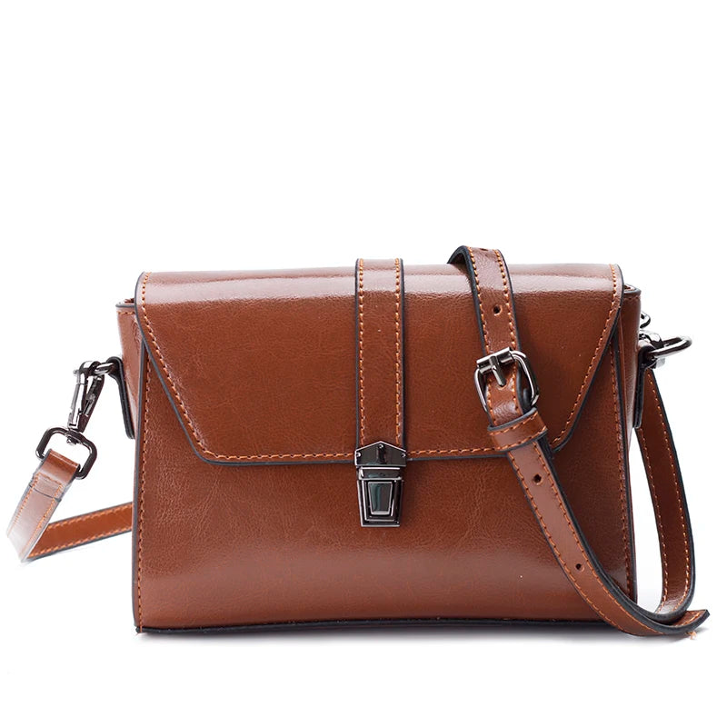 New Oil Wax Cowhide Clamshell Cheap Genuine Leather Women Latest  Hand Bags