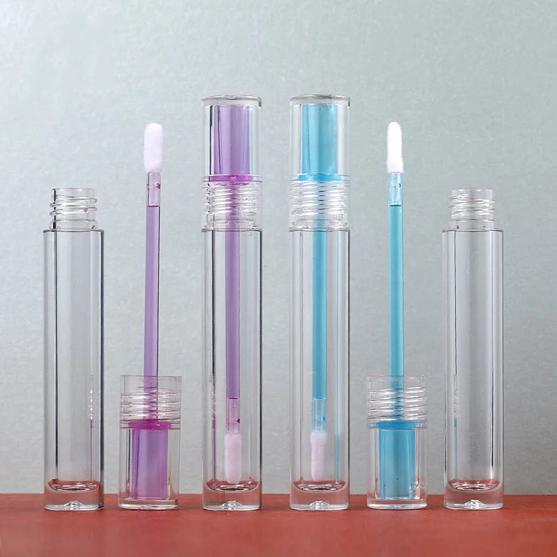 Hot Sale Custom Logo Private Label Lip Gloss Tube 4ml Empty Transparent Purple Blue Container for Cosmetics