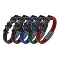 Men's Black Leather Bracelet Hand Woven Rope Fashion Accessories with Magnetic Buckle Fashionable Bangles