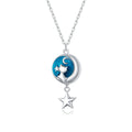 Factory 925 Sterling Silver GeometricMoon & Cat Pendant Necklace for Women Lover Couple Jewelry Gift 45cm SCN422
