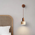 Hot Style Wabi Sabi Natural Stone Hanging Travertine LED Wall Lamp for Home Decoration Bedroom Bedside Living Room Homestay