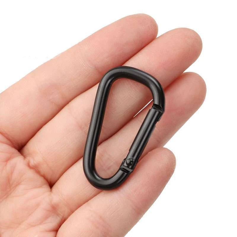 4cm Black Aluminum Snap Hook Carabiner Keychain with Electrophoresis D Ring Plain Finish