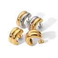 2022 Trendy Jewelry Women Stainless Steel 18k Gold Contrast Color Layered Chunky Hoop Earrings Mix Circle Double Plated Earrings