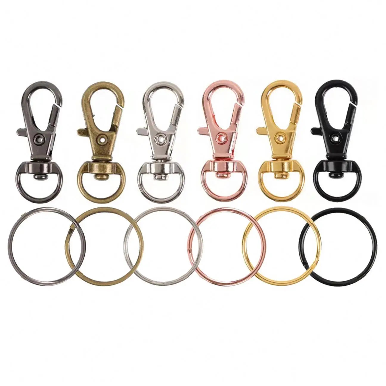 Keychain Ring Clip Keychain Hook with Key Rings Metal Swivel Lobster Claw Clasp for Toys Garment Bags Accessories Metal Key Ring