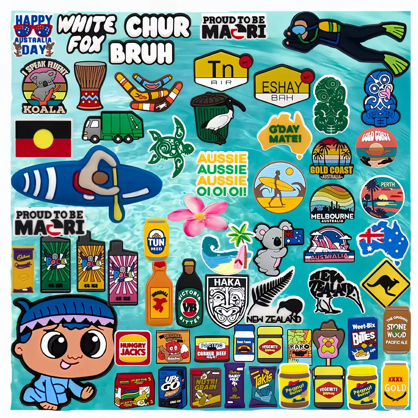Customized Wholesale Pvc Leisure and Tourism Sandal Accessories Australia Oceania Shoes Decorations Gold Coast Maori Shoe Charms