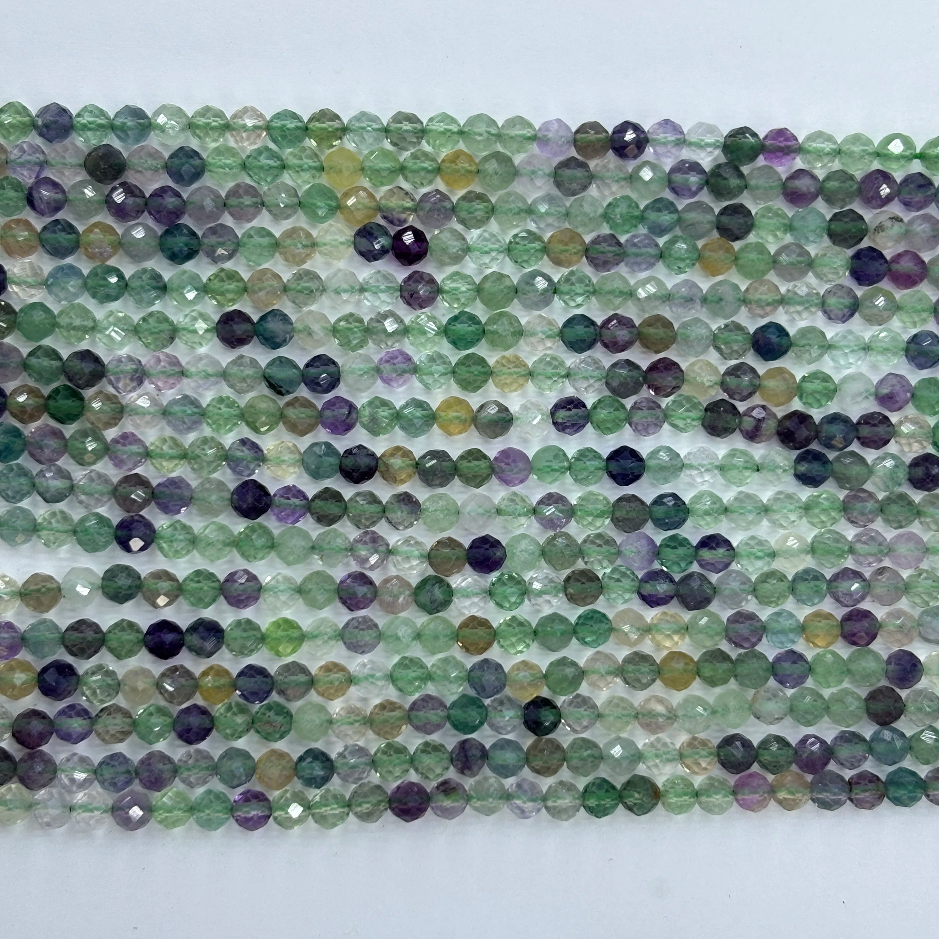 Wholesale Natural Fluorite Faceted Stone Beads Cutting Loose 2mm3mm4mm Necklace Crystal Beads for Jewelry Making