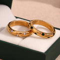 Spring 2024 Fashion Zircon Ring Minimalist Gold Plated Stainless Steel Jewelry Waterproof Stacking Rings
