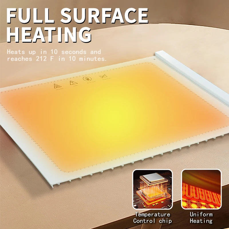 Extra Large Size Lunch Dinner Breakfast Foldable Silicone Food Warmer Warming Tray Adjustable Temperature Dish Warming Plate