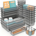 25-piece Drawer Organizers Set Multiple Combination Transparent Plastic Drawer Organizer Countertop Stackable Trays Storage Bins