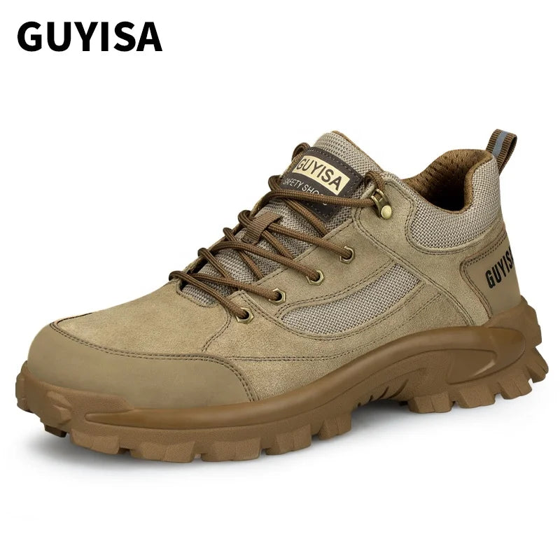 For GUYISA Factory Direct Summer Autumn Winter Steel Toe Safety Work Shoes Anti-Slip Soft Suede Hiking Safety Shoes