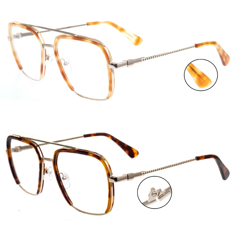 Spectacle Frame Glasses Luxury Acetate Metal Double Beam Men Prescription Eyeglasses Custom Frames Glasses 2022 Newest
