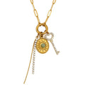 Hand Made Paper Clip Chain North Star Pendant Necklace Gold Plated Stainless Steel Jewelry
