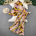 Spot Summer New  Leisure Printed Bat Sleeve Top Loose Pants Two-Piece Set Female Casual Suits