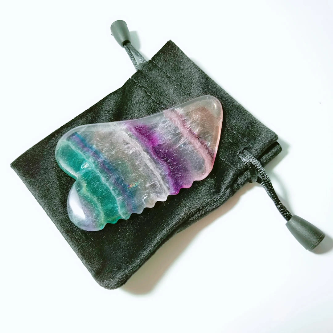 Huiying Square Jagged Shape Fluorite Plate Facial Gua Sha Tool