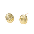 Vintage Corrugated 925 Sterling Silver 18K Gold Plated Vermeil Shell Shaped Stud Earring Fashion for Women