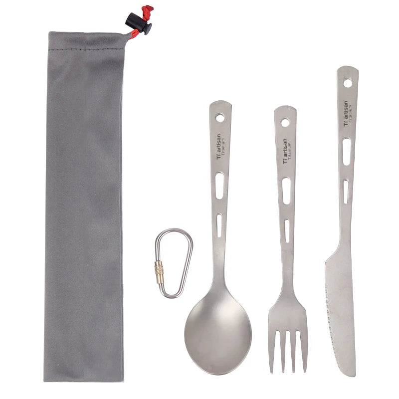 Titanium Spoon Fork Knife Cutlery Sets Portable Tableware Camping Cutlery Outdoor  Camping Tableware Equipment Camping Tool