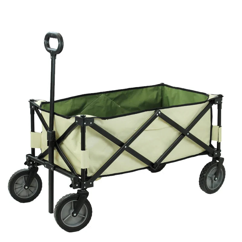 CooSport Fitness Green Modern Design Outdoor Folding Platform Trolley Cart Storage Four-Wheel Adjustable OEM Camping Cart