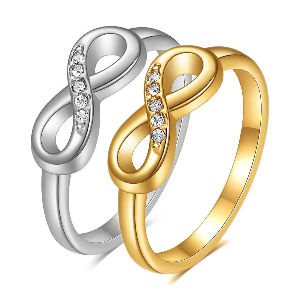 Fashion Tiny Lucky Rings Jewelry Women Infinity Promise Ring 316L Stainless Steel Eternal Cz Trendy Anniversary Gift Rings