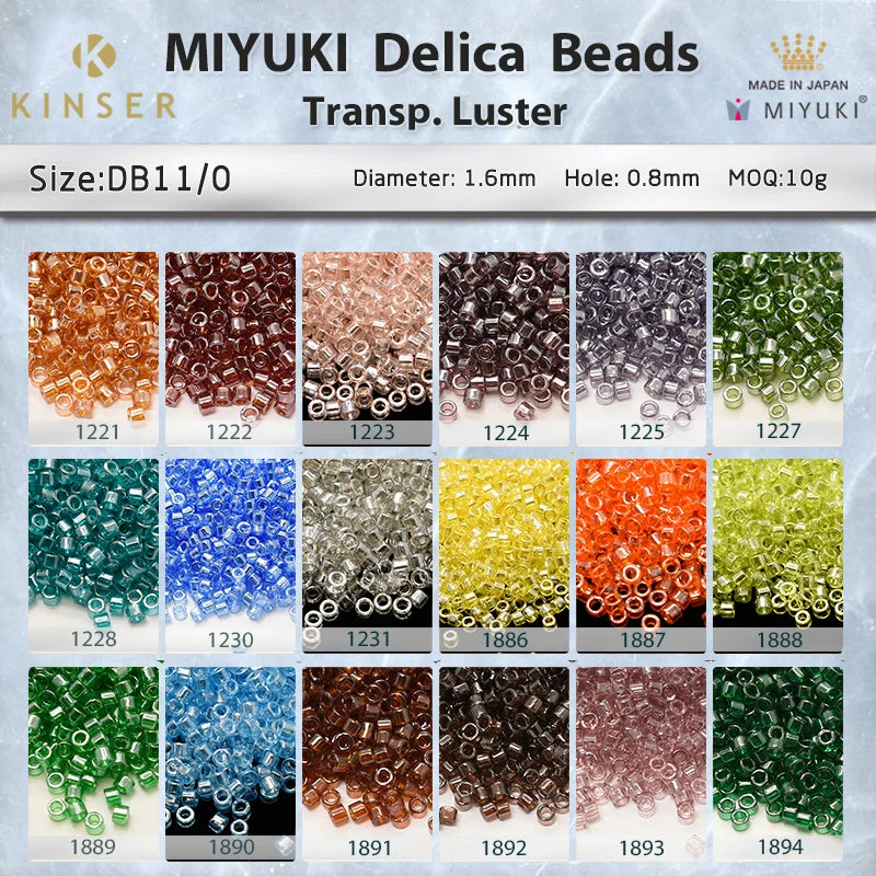 Miyuki Delica Beads 1.6 mm [20 Color Transp.Luster 2 ]10g Pack