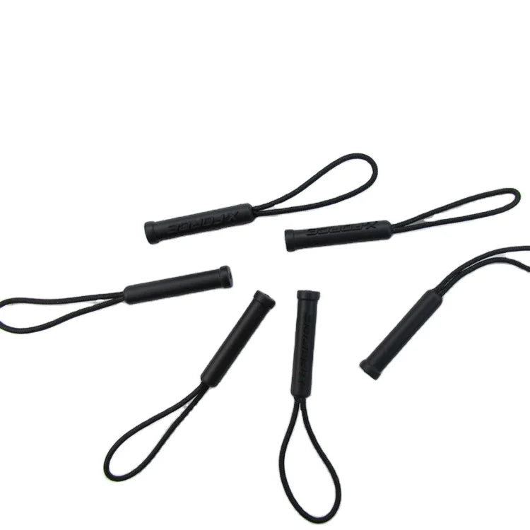 Wholesale New Rectangle TPU Black Zipper Pulls Clothes Accessory OEM Plastic Rope Slider Nickel-Free