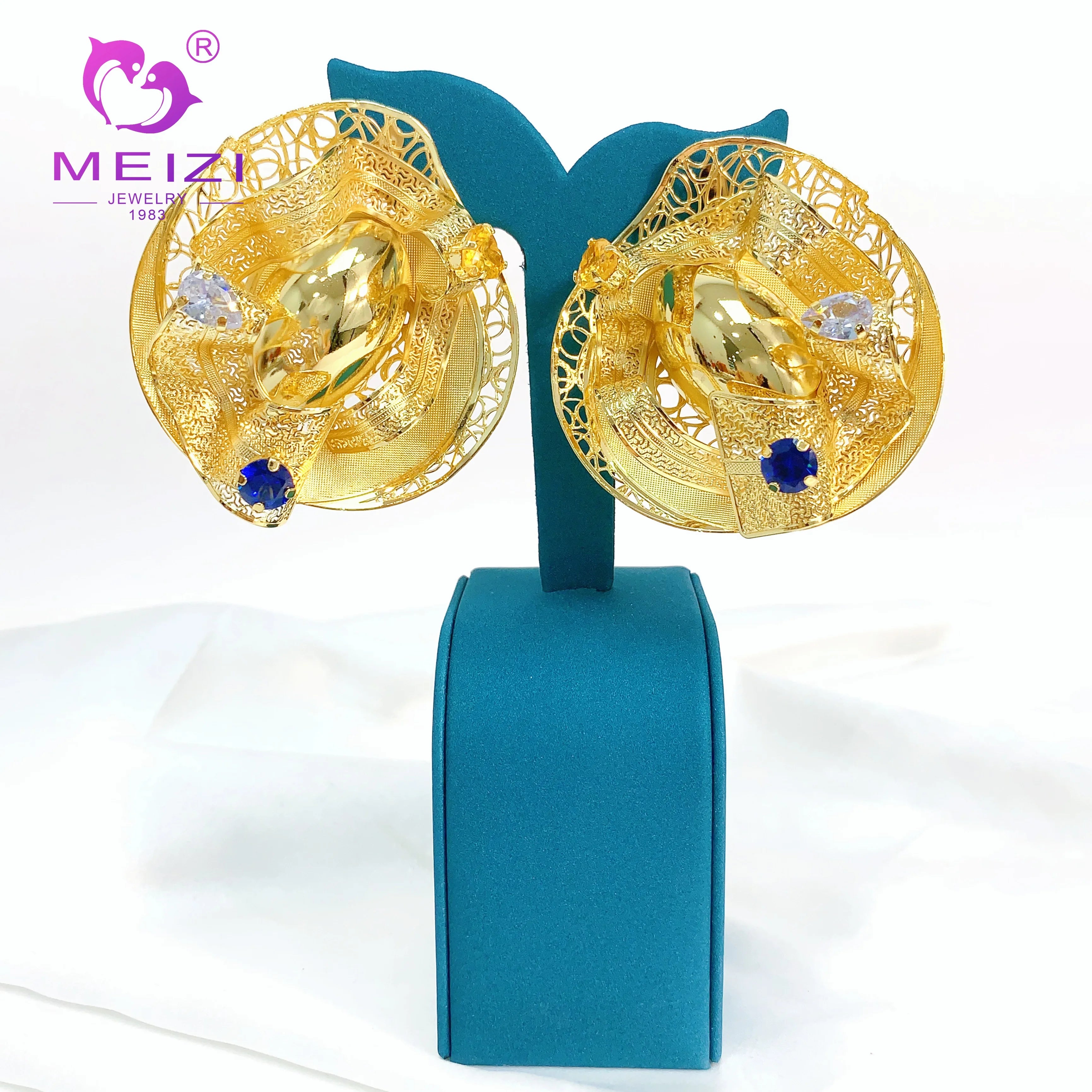 Meizi Jewelry Custom 18K Gold Plated  Women Earrings Set Fashion Jewelry Clip on Stud Drop Earrings