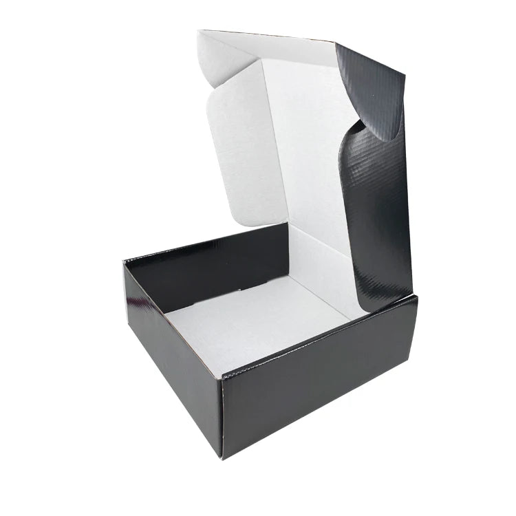 Custom Size Logo Printing Matt Lamination Folding Shipping Boxes for Hat Cloth Black Mailer Corrugated Cardboard Boxes