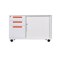 Modern Style Metal File Cabinet with Mobile Tambour Door Pedestal Roll Door Storage Cabinets for Office School Wheels Included