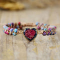 Jade Zircon Stones Classic Peace Bohemian Spiritual Bracelet with Romantic Heart Charms for Gift