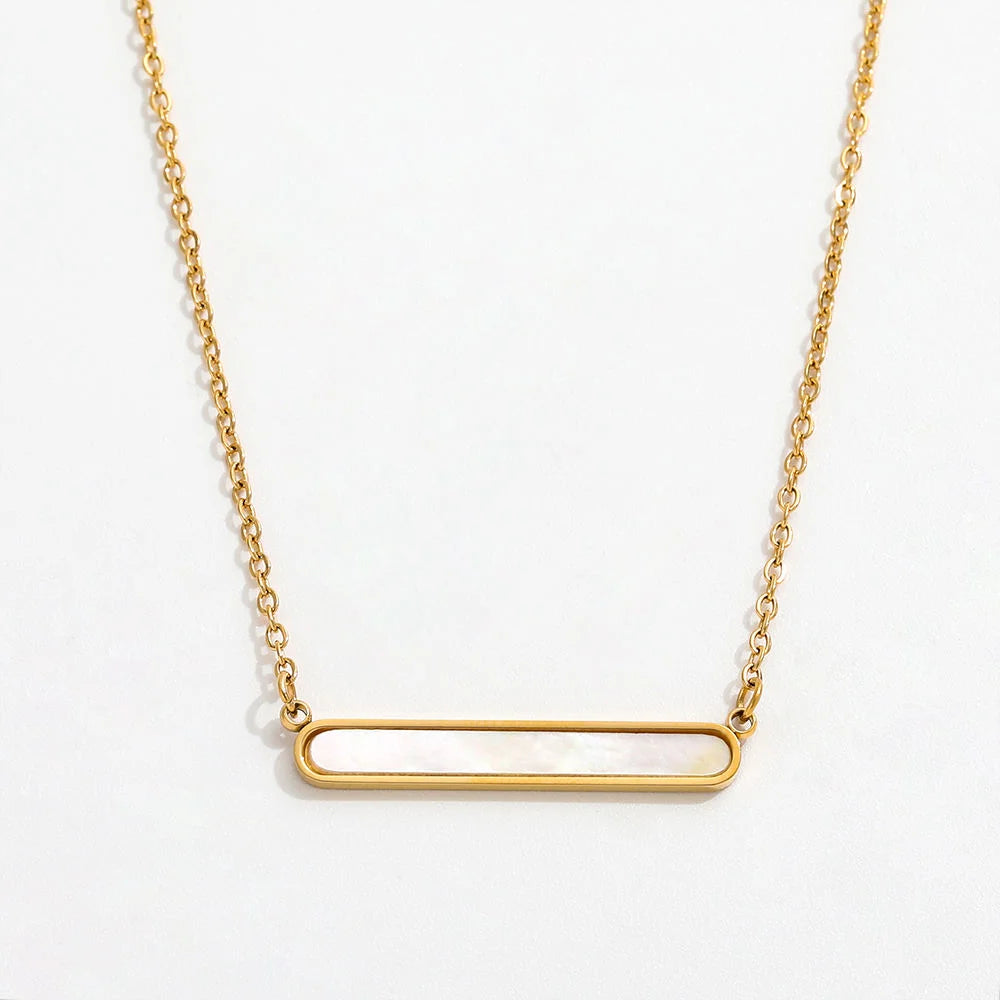 Fenny 18K Gold Plated Fast Delivary Dainty Shell Bar Pendant Necklace Trendy for Women Stainless Steel Jewelry Wholesale