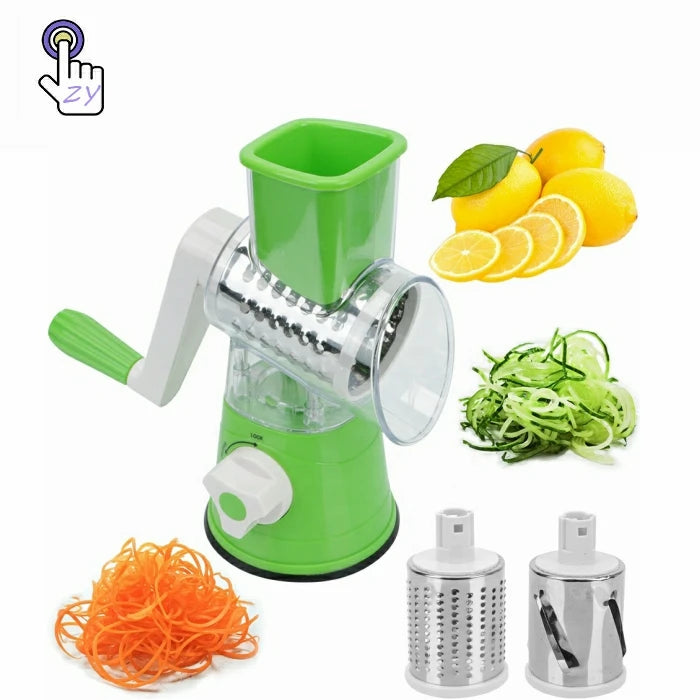Multi Purpose Kitchen Manual Food Vegetable Grater Slicer Potato Cheese Grater with Handle Rotary Tabletop Drum Grater