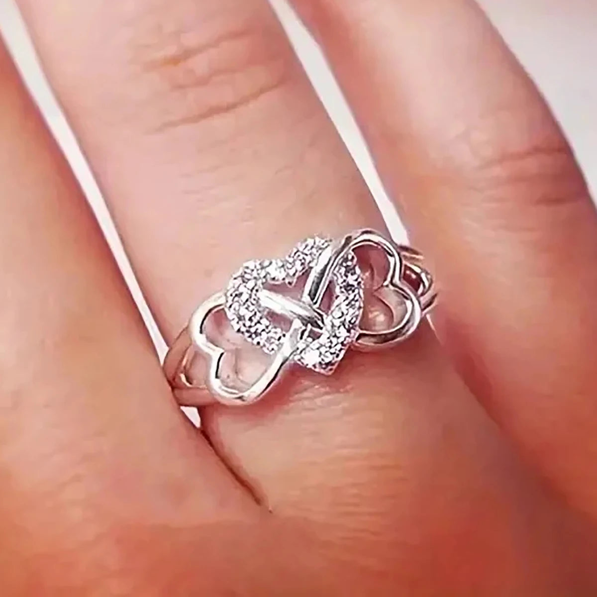 Huitan S925 Chic Multi Layers Heart Design 3A Zircon Band Rings Bridal Wedding Engagement 925 Sterling Silver CZ Rings for Women
