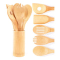 Bamboo Kitchen Utensil Set 6-Piece Eco-Friendly Hand Wash Only Spatula Fork Spoons MegaBDM