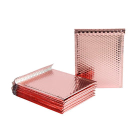 Custom Holographic Rose Gold Bubble Mailer Metallic Padded Envelopes Shipping Packaging Courier Bag