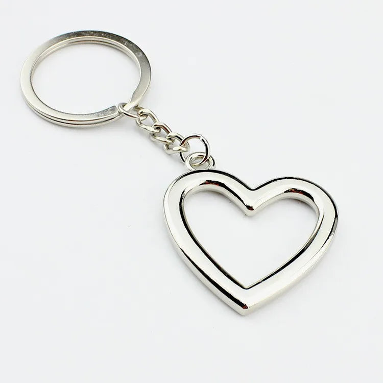 Premium Creative for Love Keychain Fashion Metal Personalized Hollow Heart with Silk Screen Printing Gift